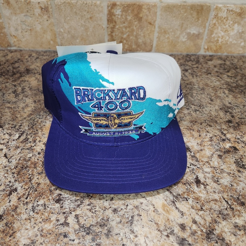 Vintage Nascar Hat Brickyard 400 Cap Snap Back Blue Racing Splash Logo Athletic